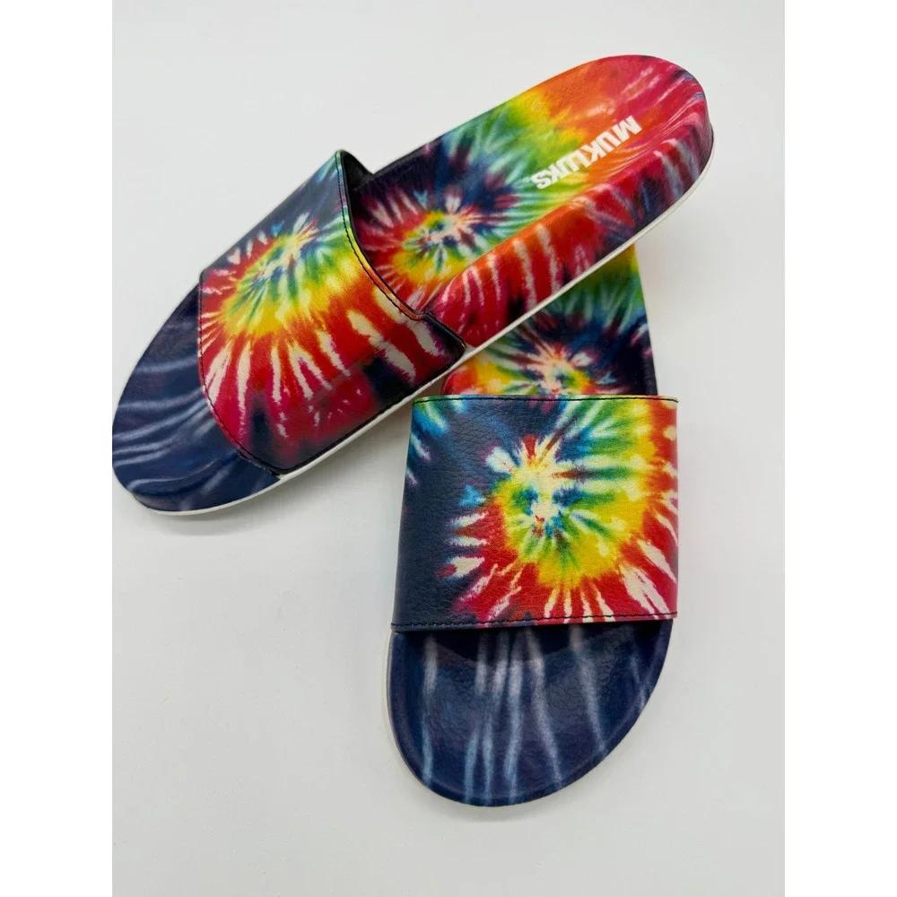 MUK LUKS Slide Sandals Womens XL 11-12 Multi Color Excellent Tie Dye Slip On